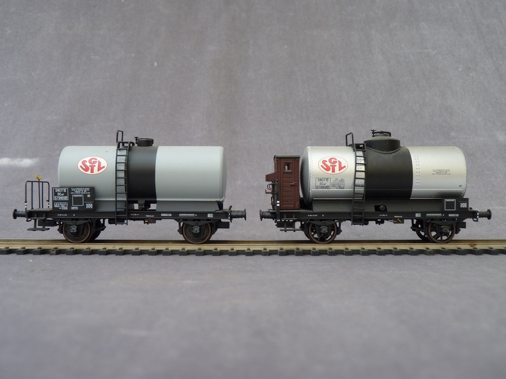 Set de 2 wagons citernes OCEM 29, SNCF, métal châssis noir -Ree modeles