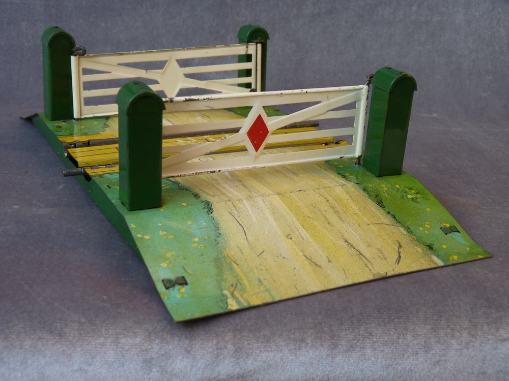 Passage à Niveau Manuel Hornby HO Avec Maison Garde-barrière - Tôle - 1950