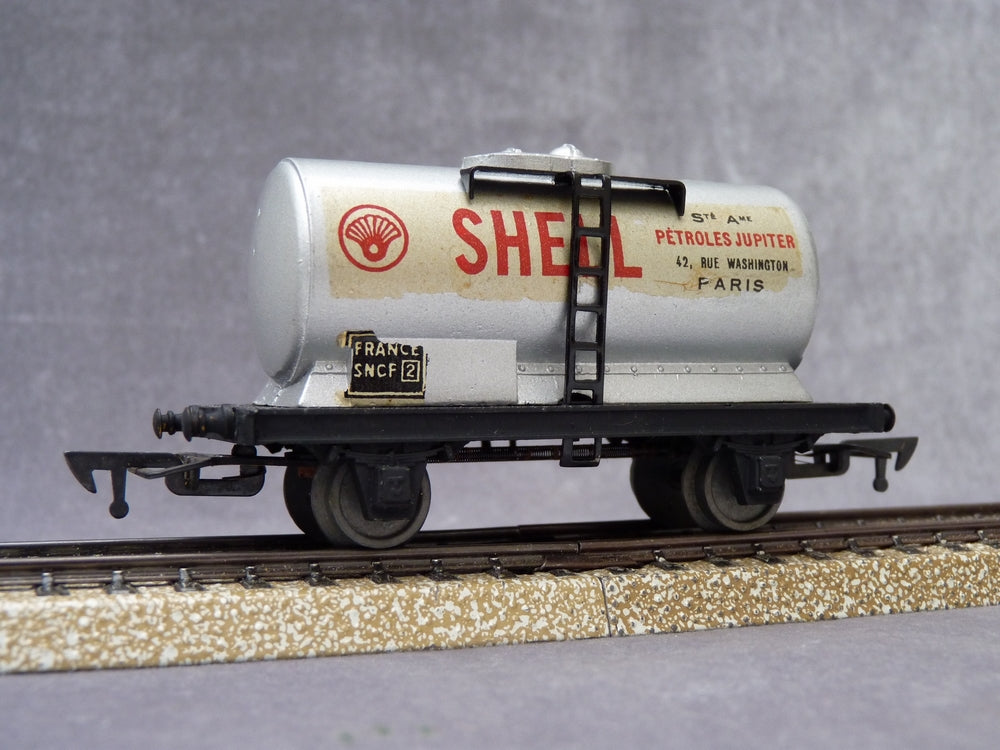 Ancien jouet wagon marchandise jaune/vert ech O train SNCF serie Hornby