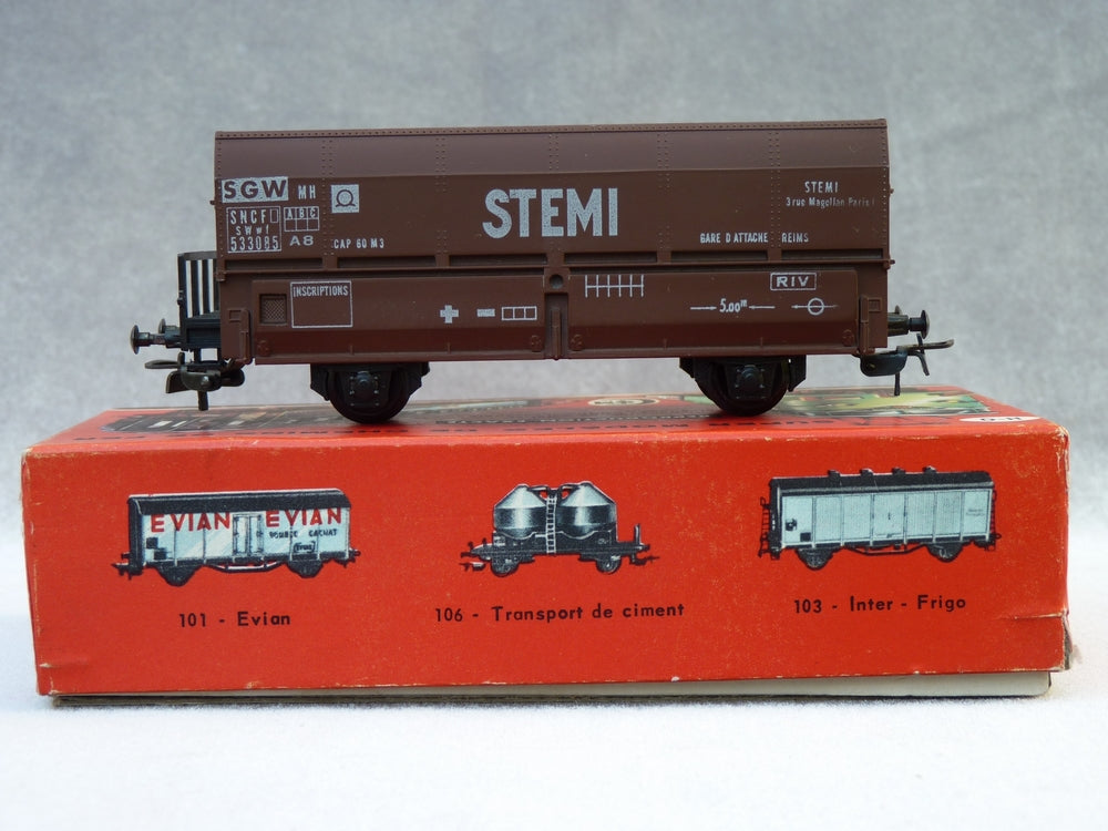 Wagon Tombereau SNCF HO SMCF – Métal Marron, époque 3, En Boîte, Très Bon état