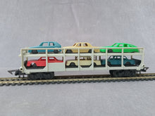 Charger l'image dans la galerie, JOUEF- Wagon porte-voitures version simplifiée avec 6 autos vers 1983 (vintage)