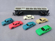Charger l'image dans la galerie, JOUEF- Wagon porte-voitures version simplifiée avec 6 autos vers 1983 (vintage)