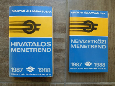 Hivatalos Menetrend - Nemzetközi Menetrend - Horaire des trains MAV Hongrie 1987-1988-