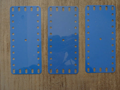 MECCANO 191 - 192 - Lot de 3 plaques en plastique souple bleu.