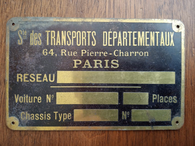 Sté-des-TRANSPORTS-DEPARTEMENTAUX-Plaque laiton.