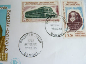 Enveloppe ferroviaire 1er jour République Centrafricaine 1963
