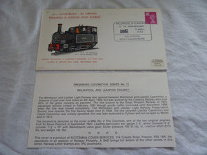 Enveloppe ferroviaire 1er jour - First day cover - 10 th Anniversary Welshpool Llanfair Railway