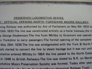 Enveloppe ferroviaire 1er jour North Yorkshire Moors Railway