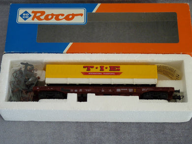 ROCO 46362 - Wagon poche surbaissé Tiefladewagen TIE INTERNATIONAL TRANSPORTS