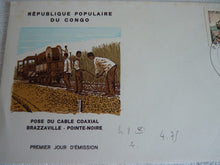 Charger l&#39;image dans la galerie, Enveloppe ferroviaire 1er jour République Populaire du Congo 1970 pose câble coaxial)