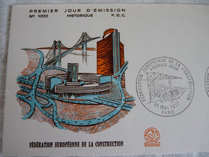 Enveloppe 1er jour Fédération Européenne de la Construction n°1022 1977