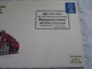 Enveloppe ferroviaire 1er jour - First day cover - Reconstruction St. Albans City Station 1973