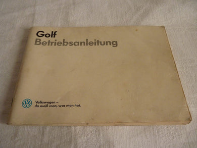 VW Golf Notice Betriebsanleitung - 1986