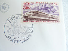 Charger l&#39;image dans la galerie, Enveloppe ferroviaire 1er jour Monaco Cinquantenaire Union Internationale des Chemins de Fer