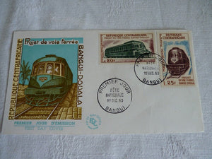 Enveloppe ferroviaire 1er jour République Centrafricaine 1963