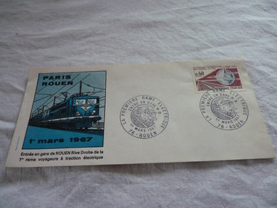 Enveloppe ferroviaire 1er jour Electrification Paris Rouen 1967