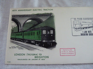 Enveloppe ferroviaire 1er jour - First day cover - London to Brighton electric Traction