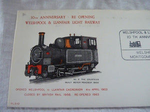 Enveloppe ferroviaire 1er jour - First day cover - 10 th Anniversary Welshpool Llanfair Railway