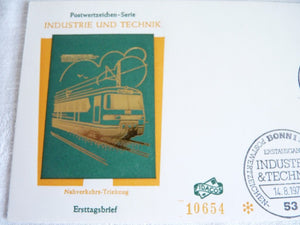 Enveloppe ferroviaire 1er jour Postwertzeichen-Serie Industrie und Technik  BONN  1975