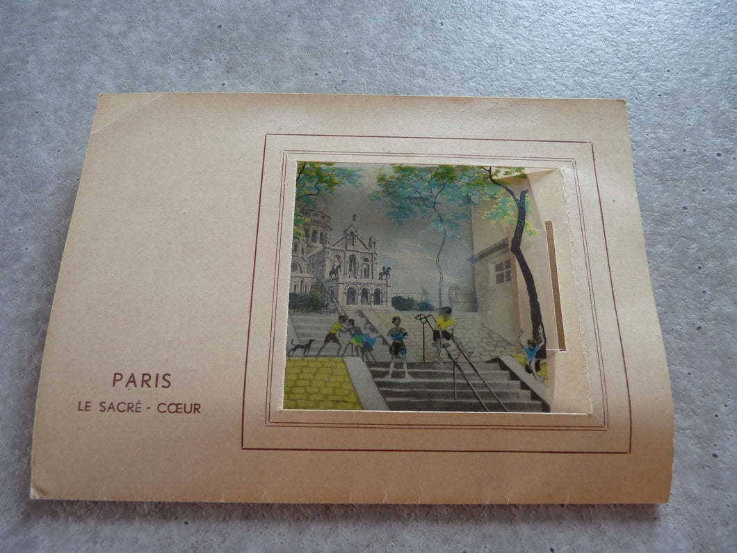 Carte postale dépliable Le Sacré-Coeur de Paris (vintage 1950)