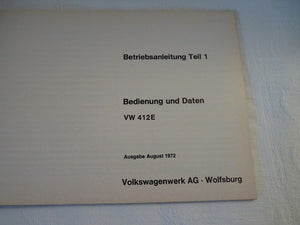 VOLKSWAGEN 412 E Notice  BETRIEBSANLEITUNG