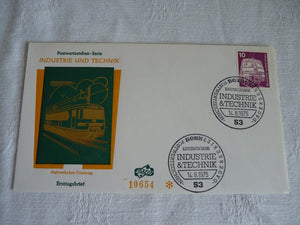 Enveloppe ferroviaire 1er jour Postwertzeichen-Serie Industrie und Technik  BONN  1975