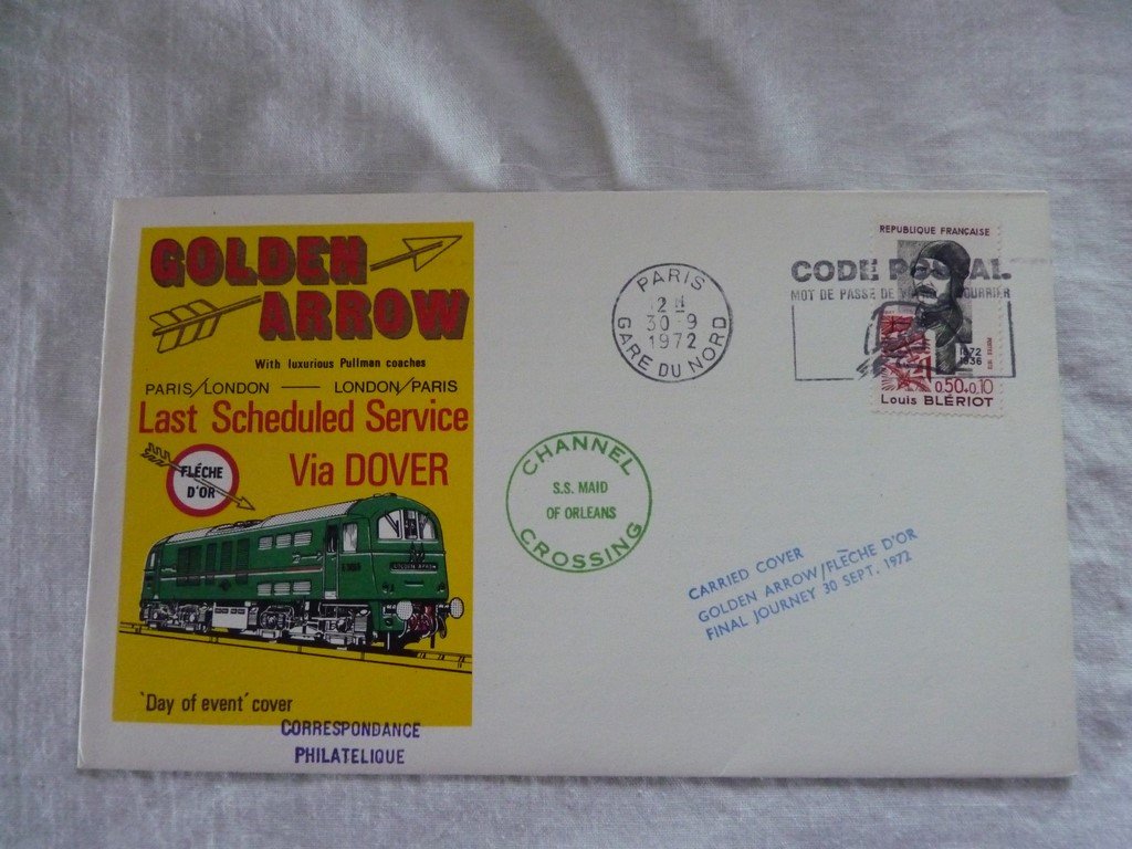 Enveloppe ferroviaire 1er jour - First day cover - Golden Arrow 30 septembre 1972