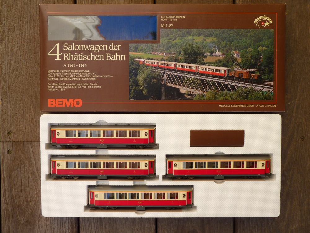 Bemo 7272 Rhb - 4 Pièces Salonwagen-Set - Emballage D'Origine Bemo 7272 Rhb - 4 Pièces Salonwagen-Set - Emballage D'Origine