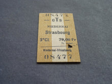 Charger l&#39;image dans la galerie, CTS - Ticket ancien STRASBOURG NIEDERNAI de 3éme Classe de 1952