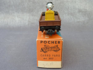 POCHER 302/2 - Carro faro - Wagon avec projecteur fonctionnel (HO vintage)