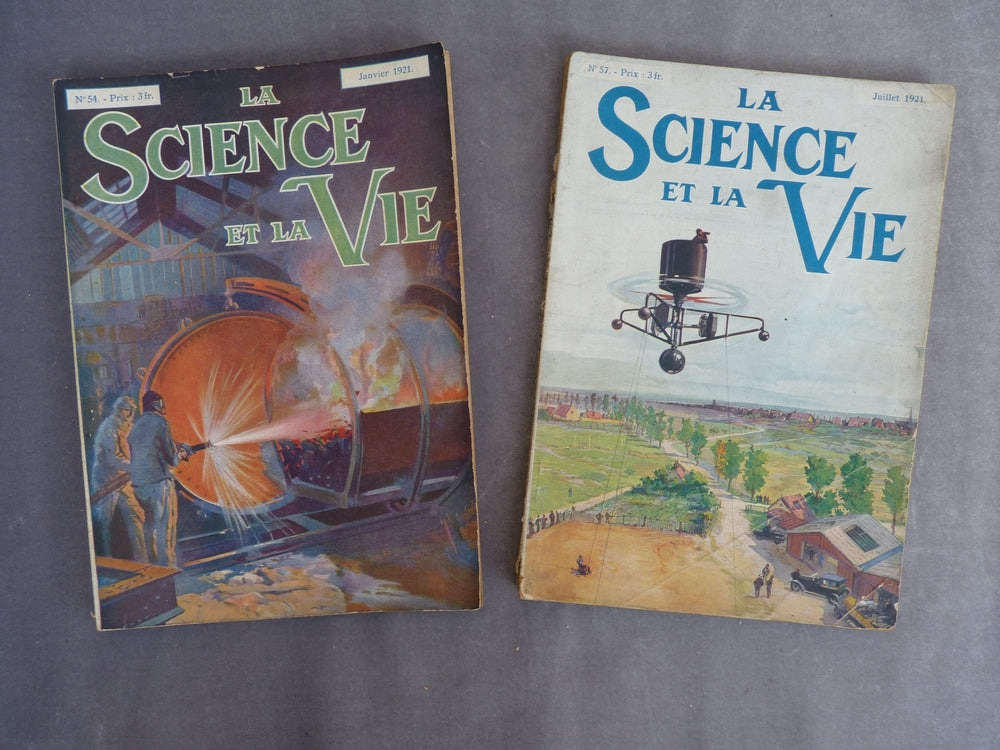La science et la vie année 1921, lot de 2 numéros n°54, n°57
