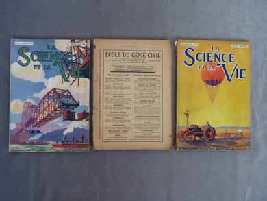 La science et la vie, année 1928,  lot de 3 numéros n°130 avril, n°132 juin, n°133 juillet